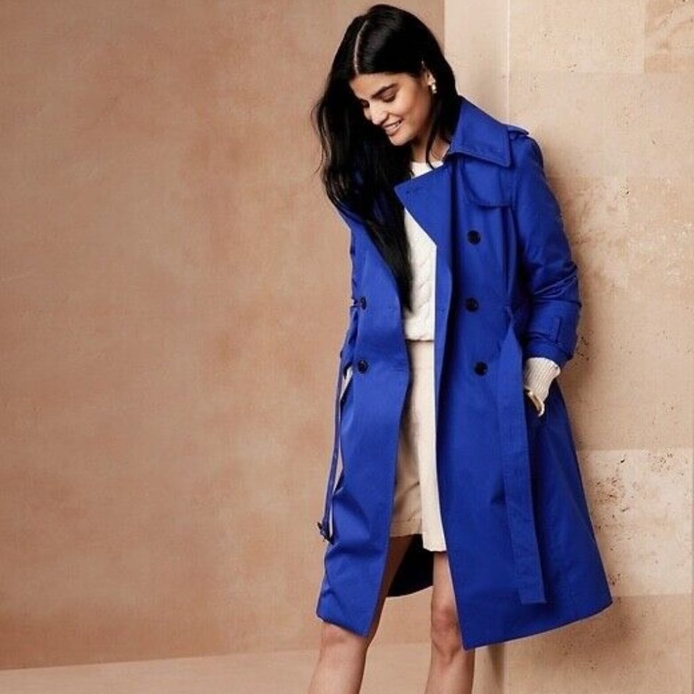 Banana Republic Essential Trench Coat in Voltage Blue - NWT